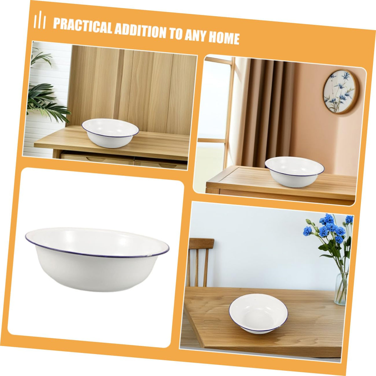Vintage White Enamel Foot Bath Basin Large Capacity 34cm - TOGEVAL Official Imagery - 7