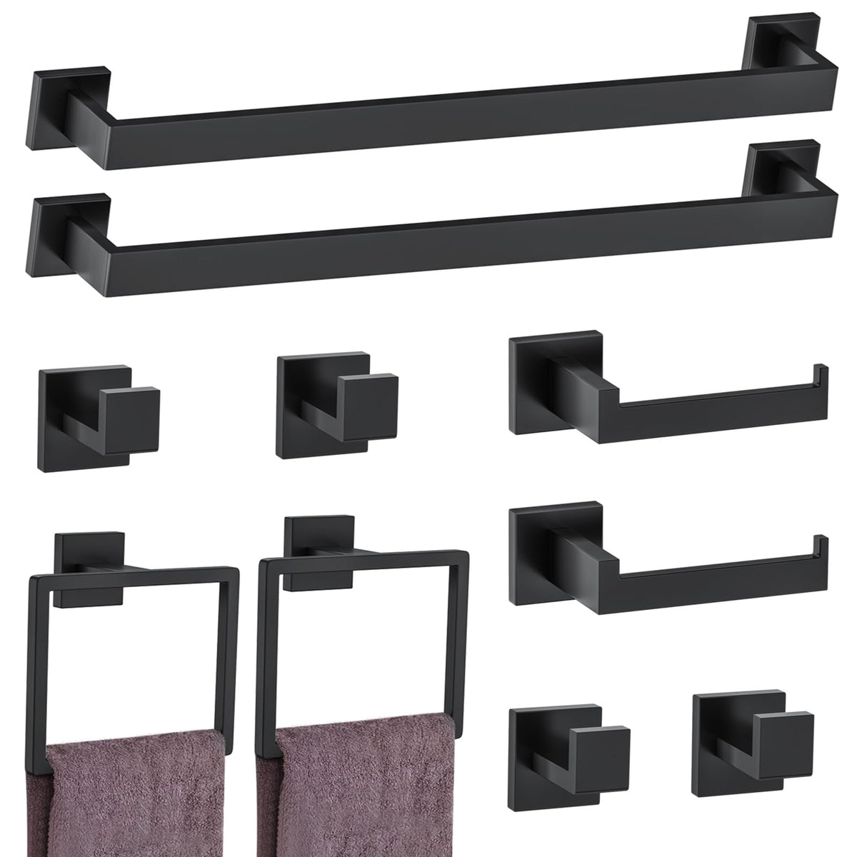 10 Piece Matte Black Bathroom Hardware Accessories Set Black - Woekme Official Imagery - 1