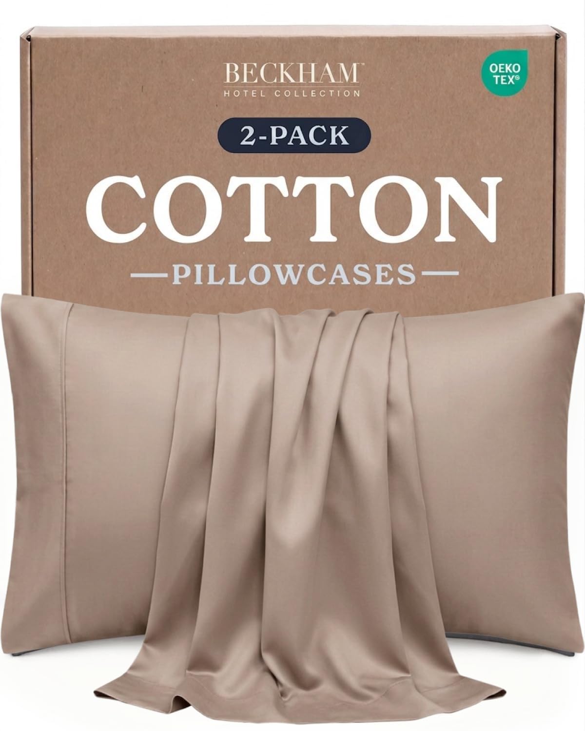 Beckham Hotel Collection Pillowcases Queen Size Set of 2, Cool - Product Imagery