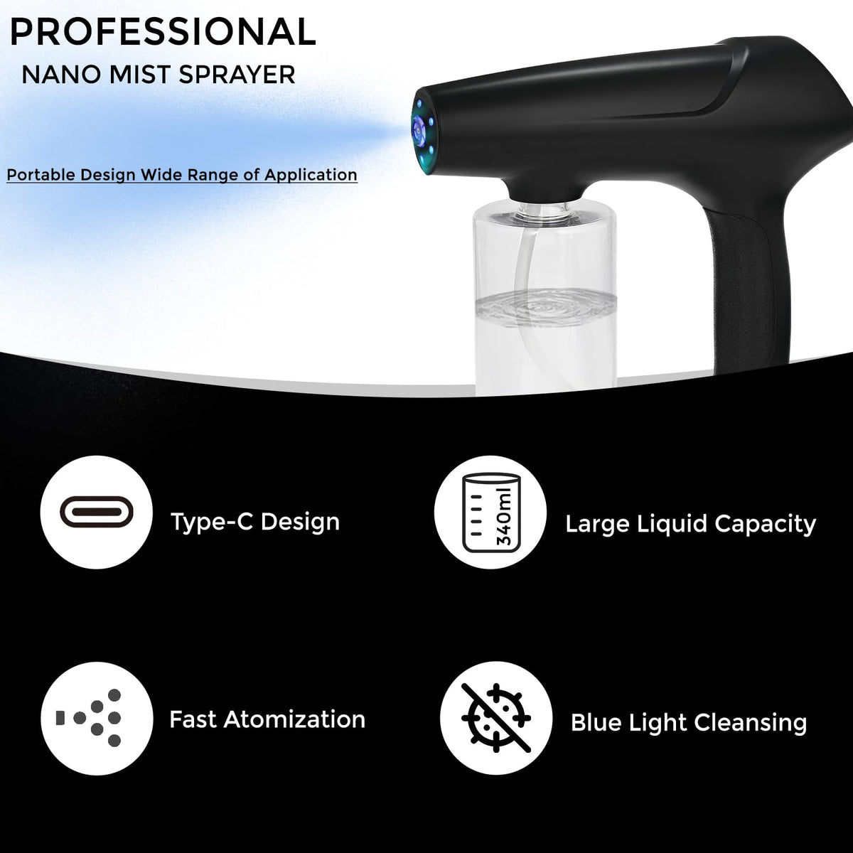 Barber Spray Bottle with Blue Light Rechargeable - Hovinke Official Imagery - 5