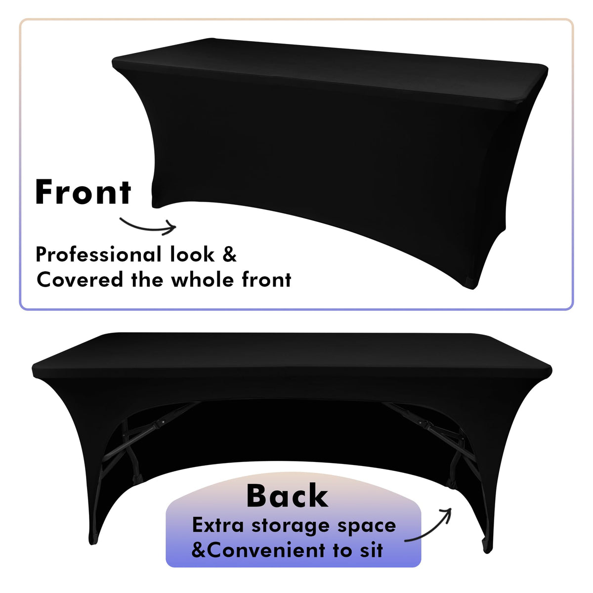 Nasitos 2 Pack Black Table Cloth 6 Foot Spandex Fitted - Nasitos Official Imagery - 7