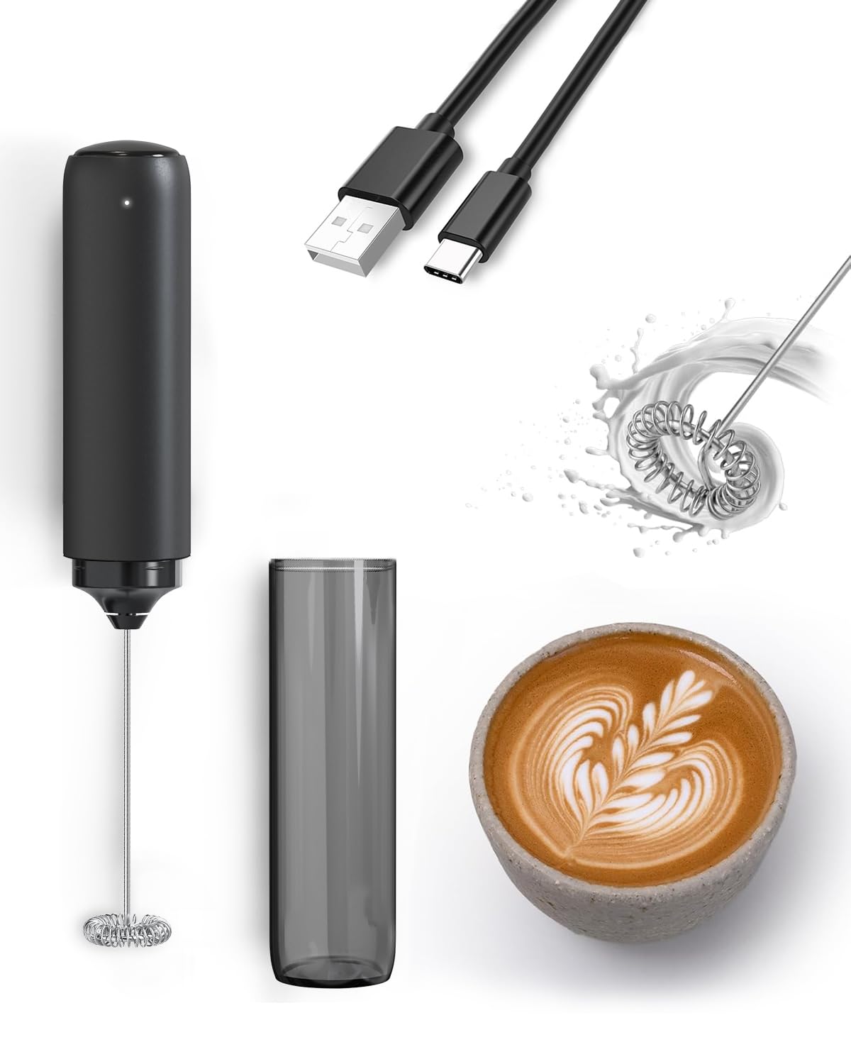 JIMYIU Milk Frother Handheld Battery, Electric Foam Maker Frother - JIMYIU Official Product View 10