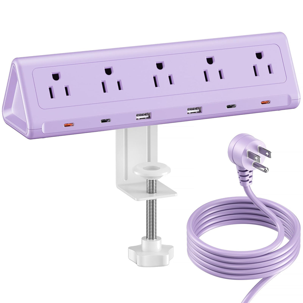 SMALLRT Purple Desk Clamp Power Strip with 6 5 FT Extension - SMALLRT Official Imagery - 1