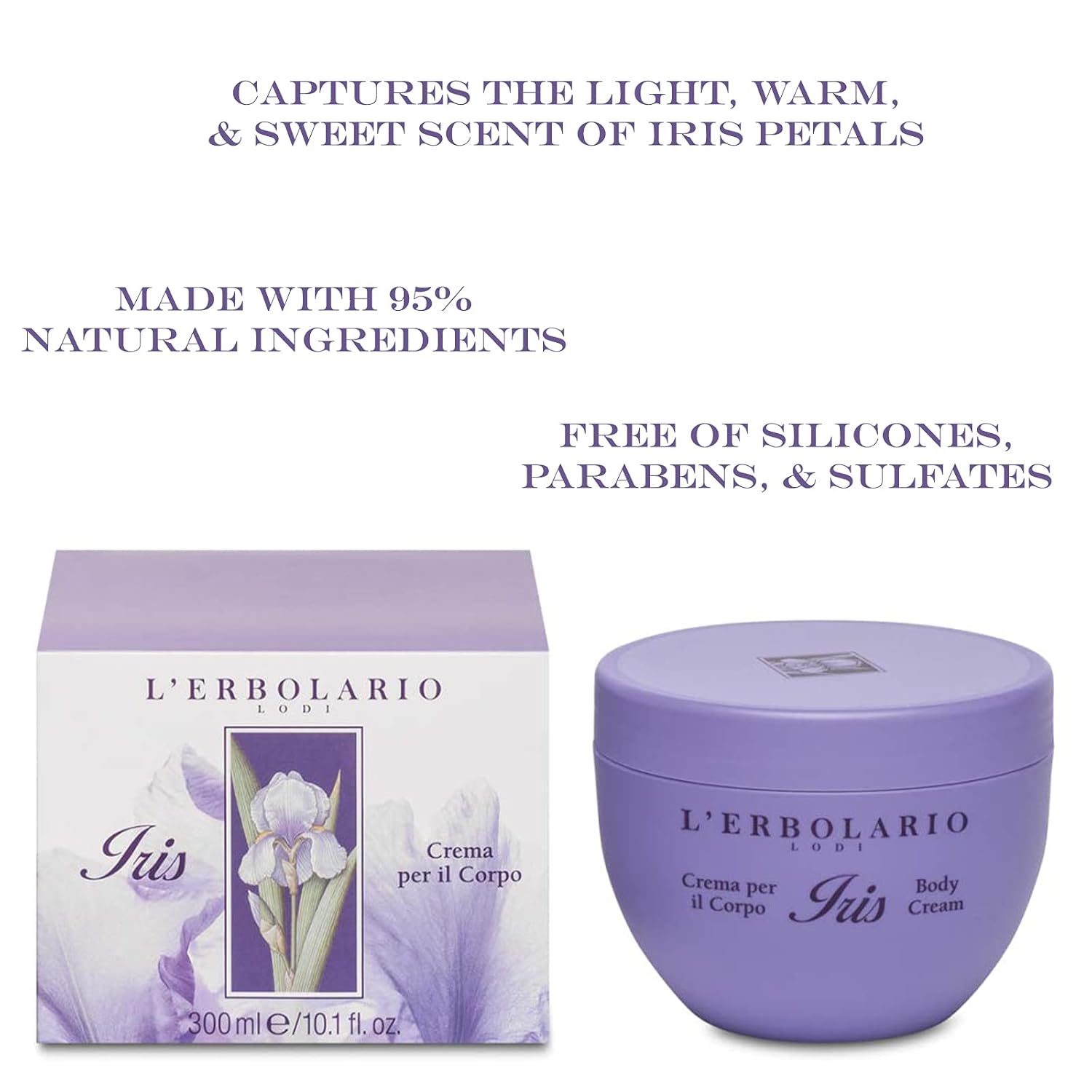 L'Erbolario moisturizing body cream for women, rich skin care body butter with a smooth, creamy texture and luxurious finish.