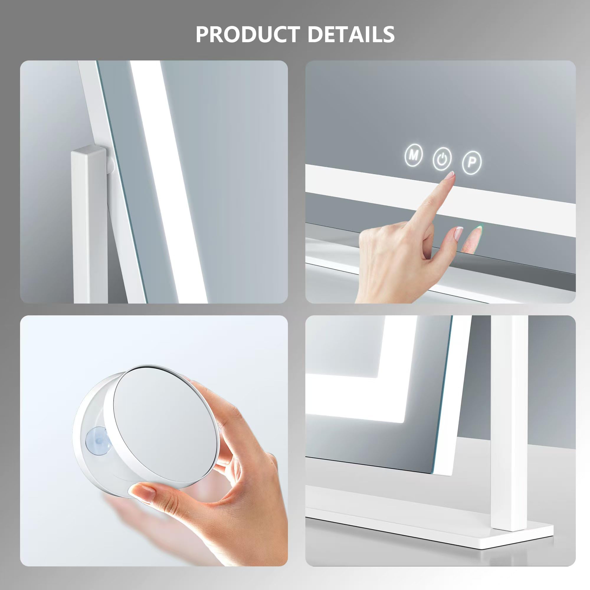 Gvnkvn Vanity Mirror with Lights, 17.3’’ LED Makeup Mirror Detach - Gvnkvn Official Product View 3