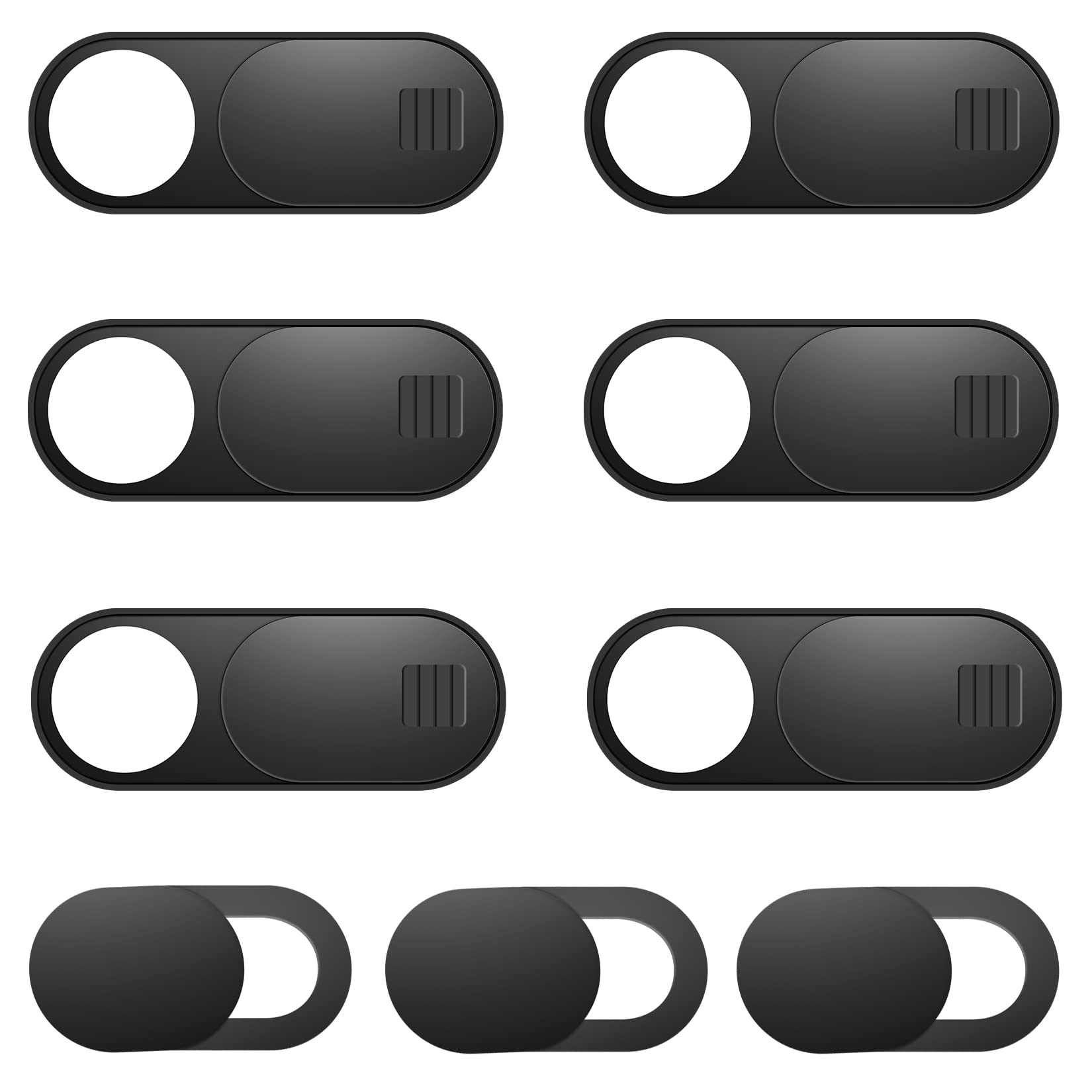 ZUCUCUC laptop camera cover set with 9 ultra-thin black webcam privacy sliders for MacBook, iPad, PC, and smartphones