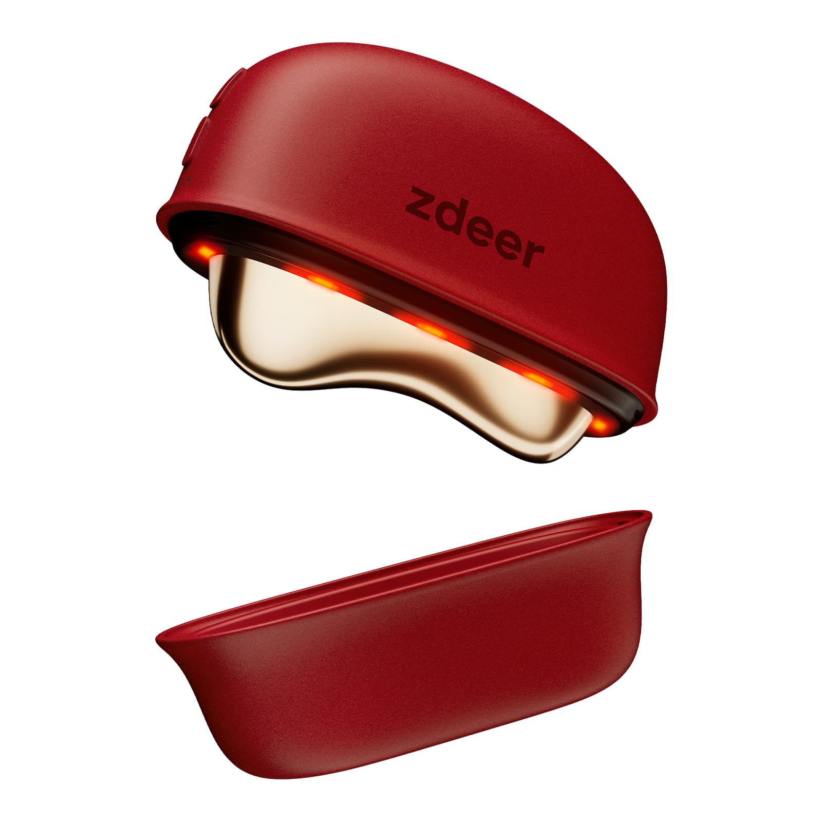 GS5 Electric Heated Gua Sha Tool, Red Light Face Massager, Red - Product Imagery