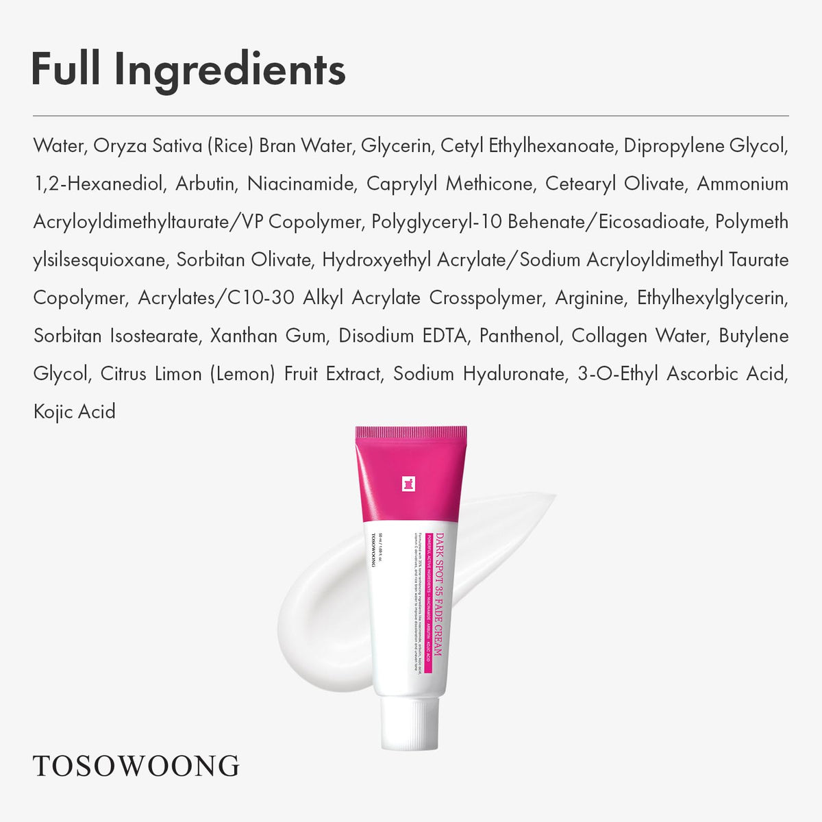 TOSOWOONG Dark Spot 35 Fade Cream for Dark Spots Uneven Tone - TOSOWOONG Official Imagery - 8