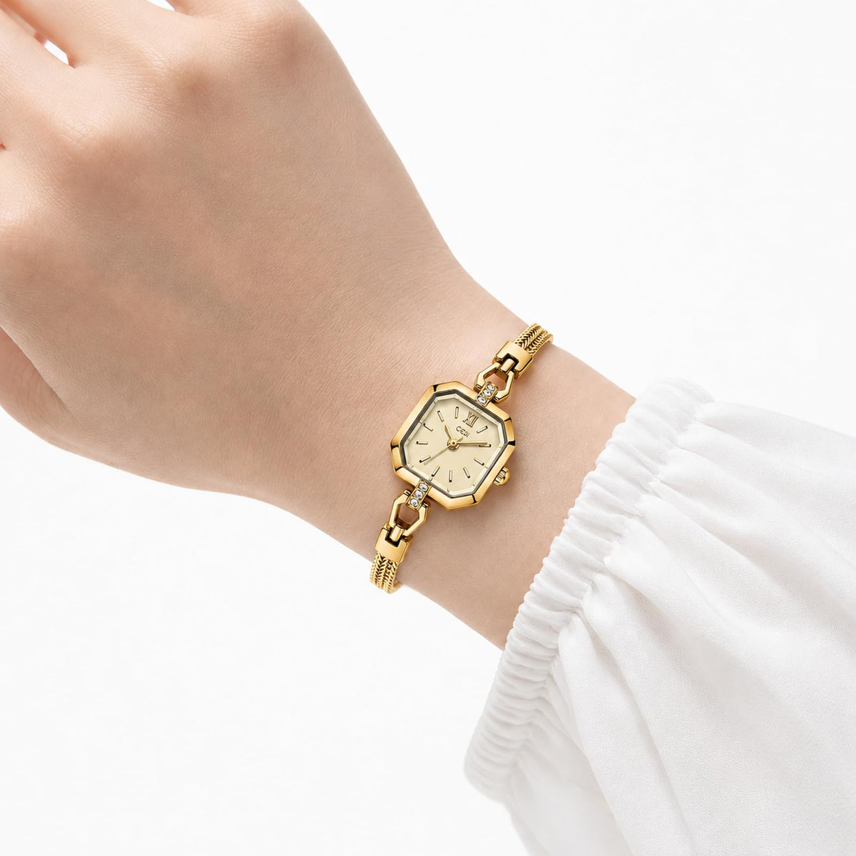 FANMIS Women Petite Bracelet Watch Small Gold Octagon Quartz - FANMIS Official Imagery - 5