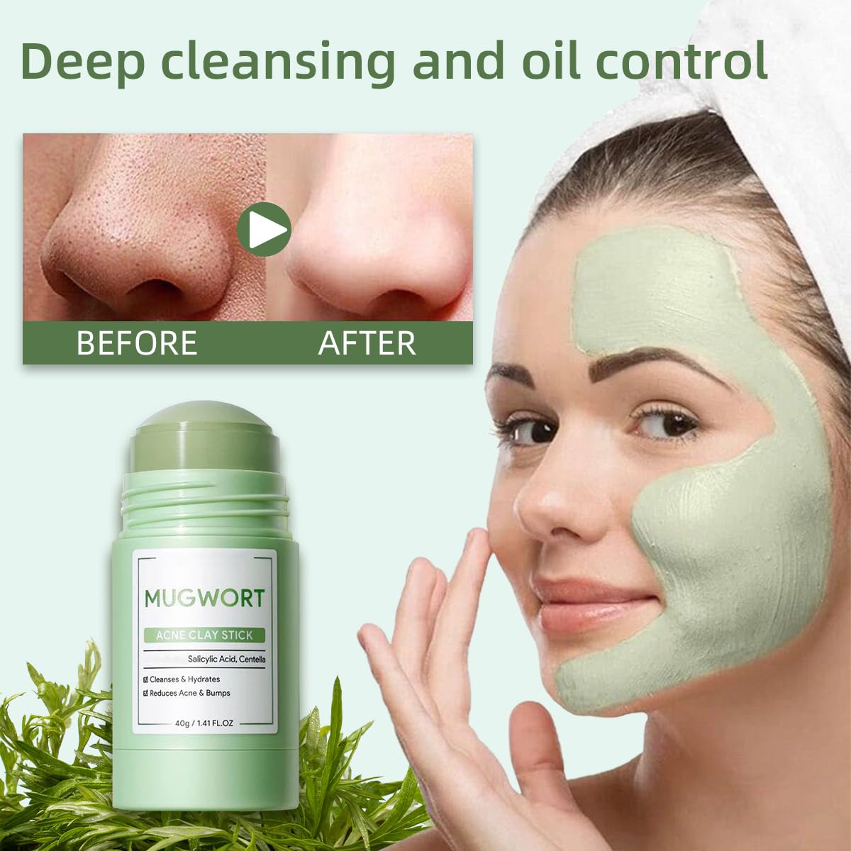 2 Pcs Face Mask Stick for Face，Volcanic and Wormwood Mud Mask - Grospe