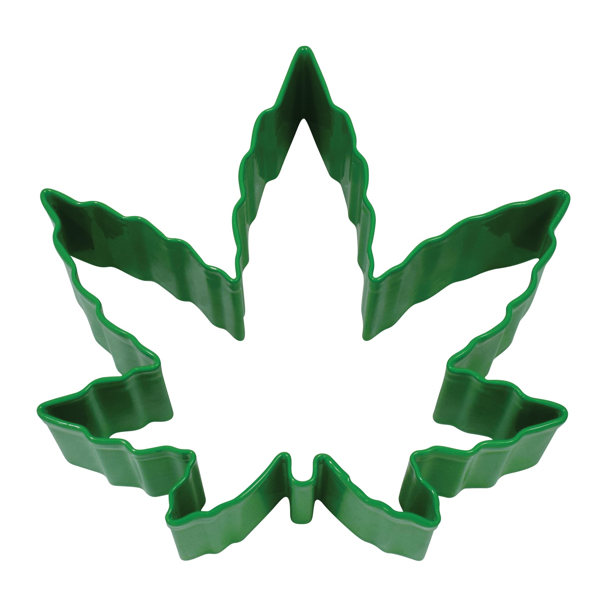 R&M Marijuana Leaf 4" Green Polyresin Coated Cookie Cutter - View 1