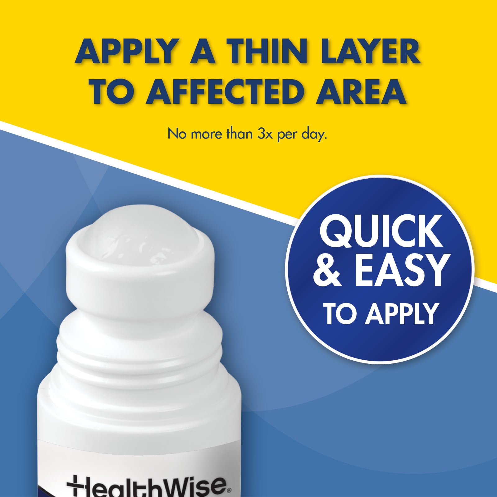 HealthWise 4% Lidocaine Roll-On Pain Relief, 2.5 oz