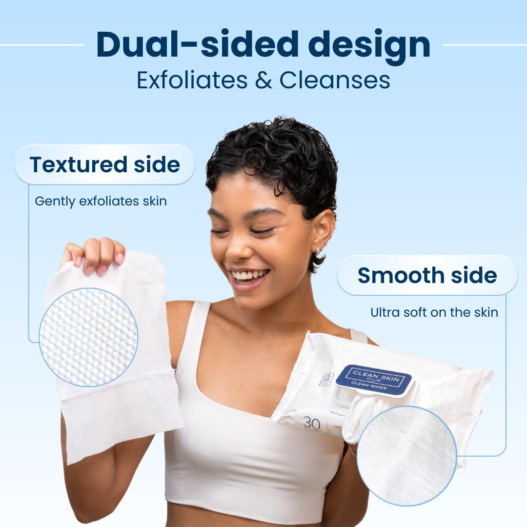 Clean Skin Club Clean Wipes, XL Makeup Remover Face Wipes, - CLEAN SKIN CLUB