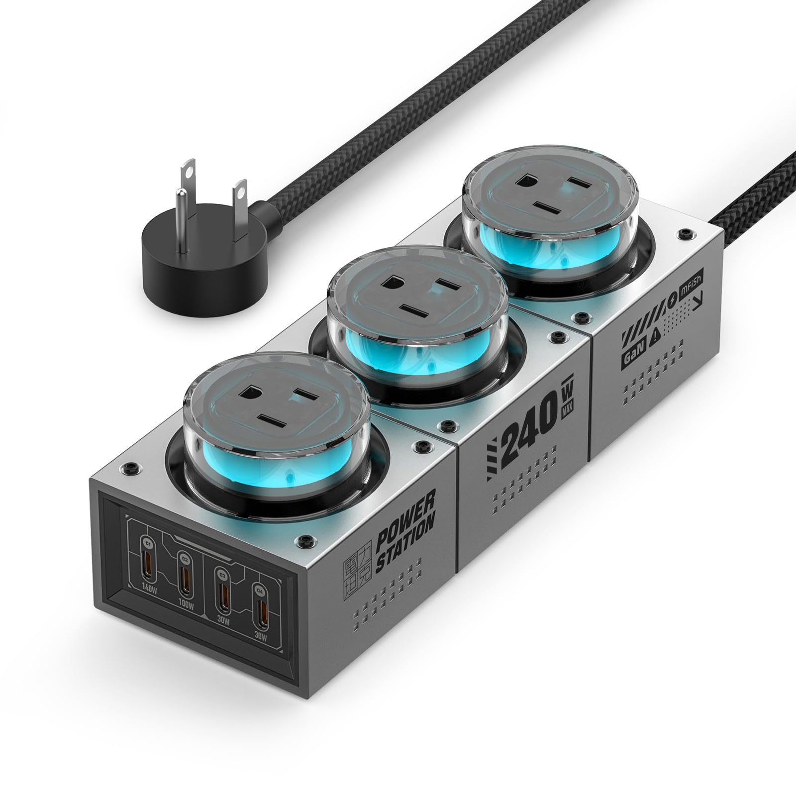 E Tank 7 in 1 Desktop Charging Station 240W Max GaN USB C - MFish Official Imagery - 1