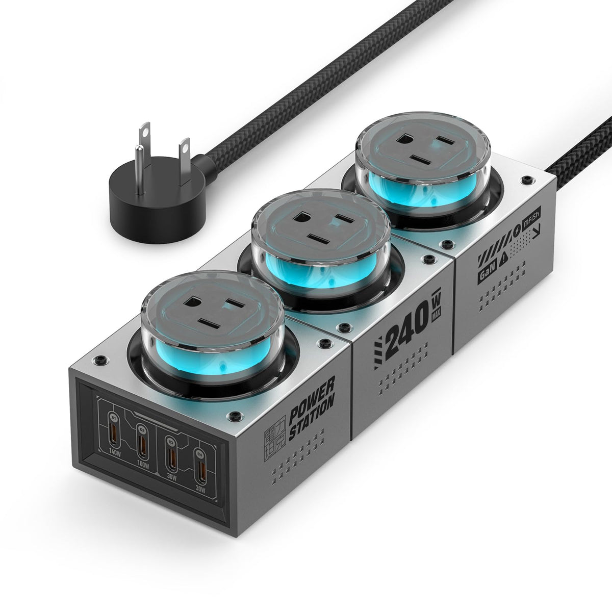E Tank 7 in 1 Desktop Charging Station 240W Max GaN USB C - MFish Official Imagery - 2