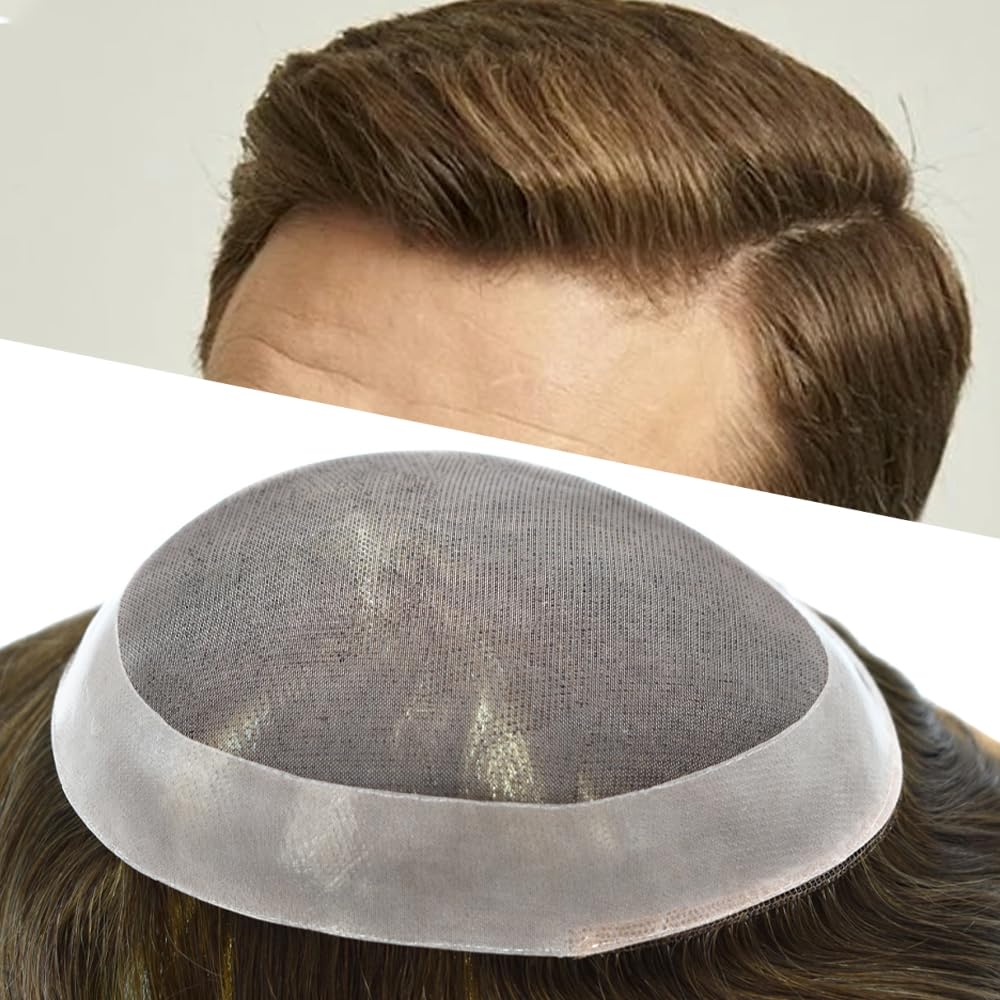 Curve Hair men's monofilament wig in very light brown with 7x9 inch coverage, designed for a natural look and comfortable fit.