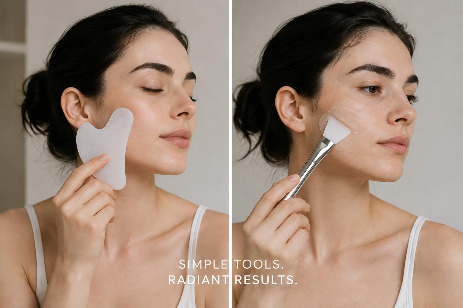 Stainless Steel Gua Sha &amp; Silicone Face Mask Brush Set, - SEZER