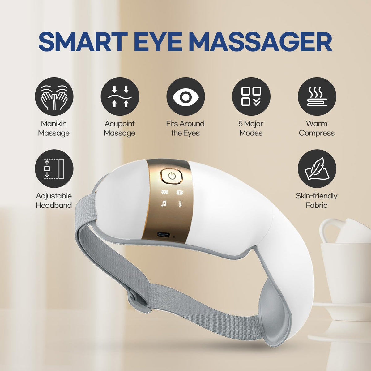 HubiCare Eye Massager with Heat Vibration and Music Helps - HuBDIC Official Imagery - 4