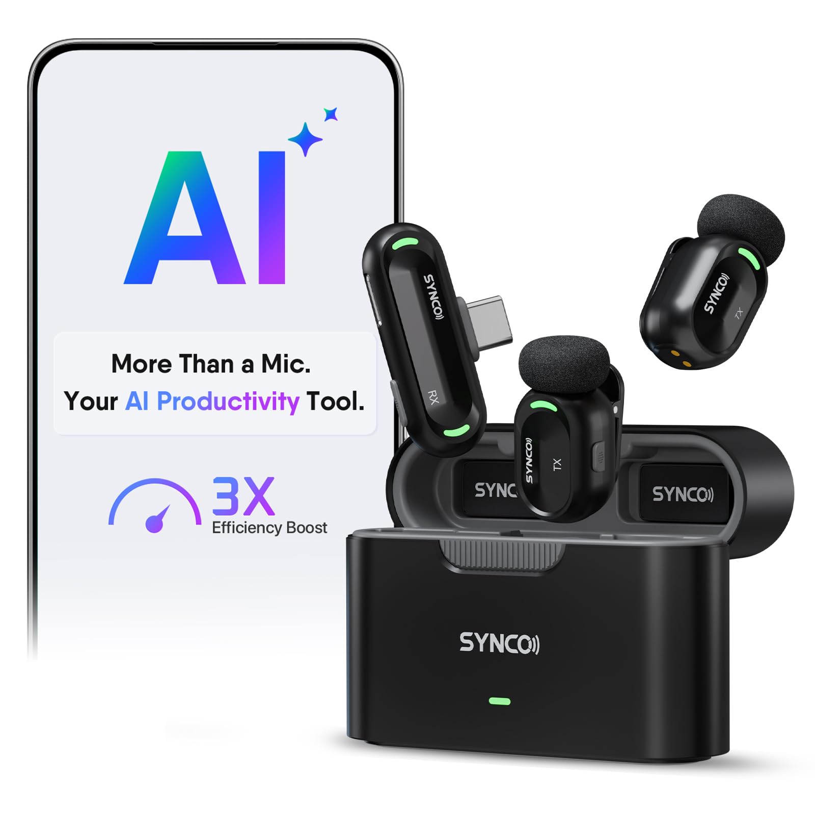 SYNCO AI Mini Wireless Lavalier Microphone for Android USB-C Crea - SYNCO Official Product View 1