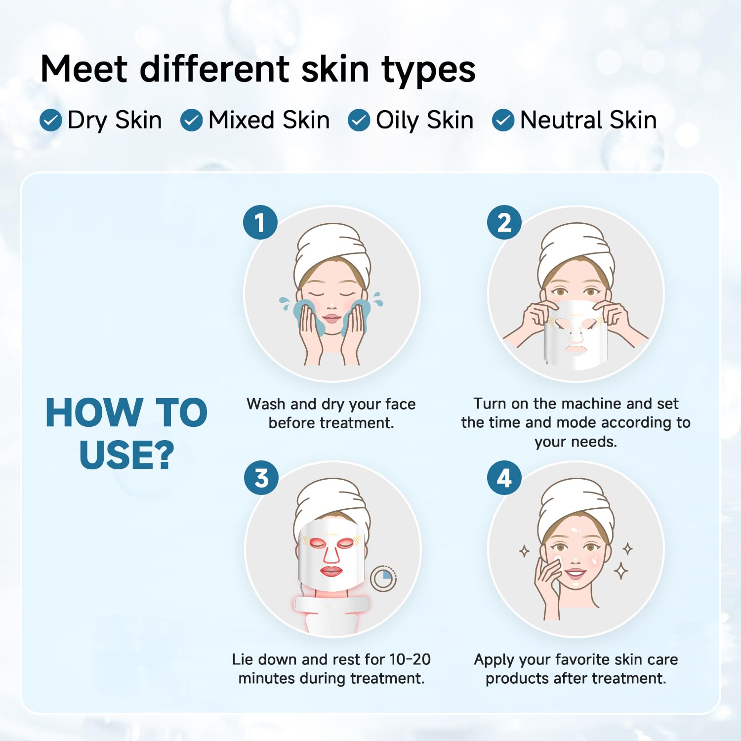 Red Light Therapy for Face &amp; Neck，Red Light Face Mask with 4 - SWIRISE