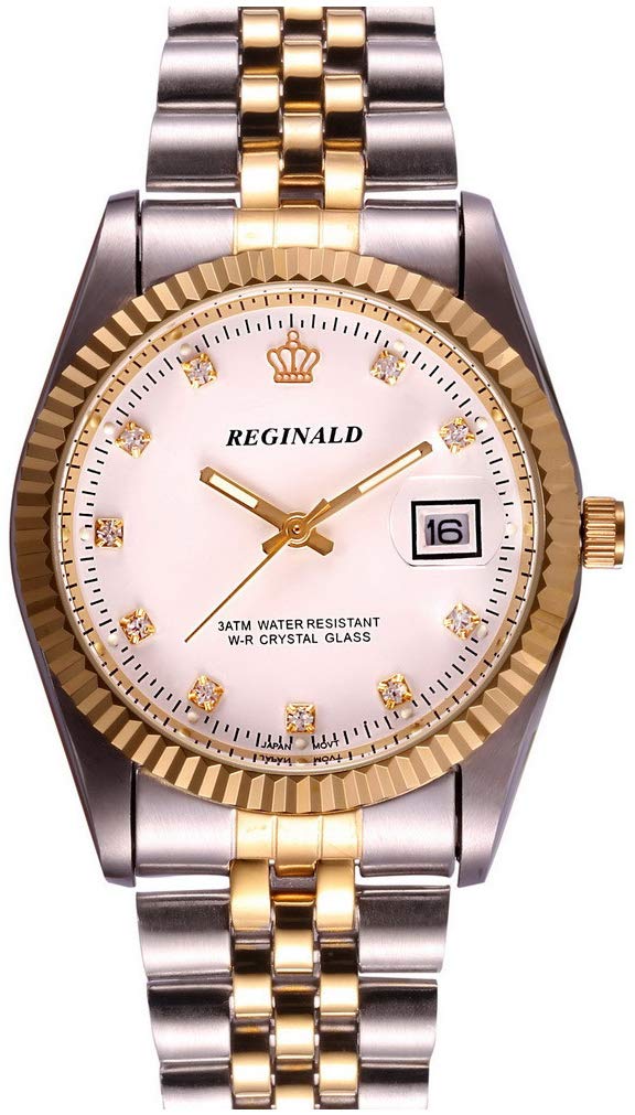 FANMIS Luxury Unisex Gold Crystal Quartz Calendar Gold Tone - FANMIS Official Imagery - 1