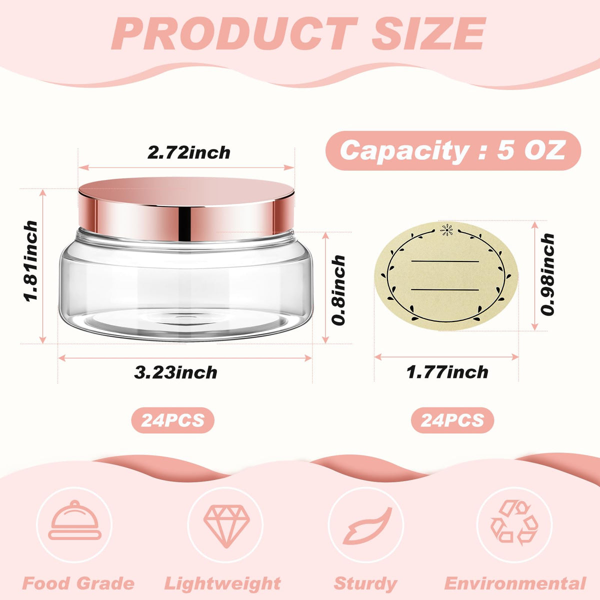 24 Pack Plastic Cosmetic Jars with Lids Label 5 oz Clear - Tessco for you Official Imagery - 4