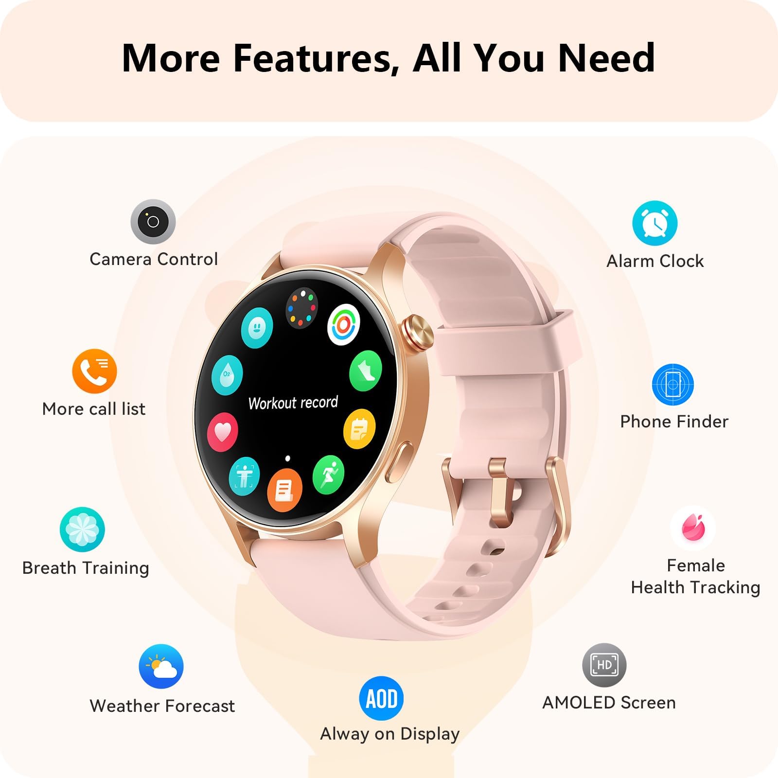 aeac Smart Watch for Women, Answer/Make Call, 1.32'' AMOLED Ultra-Clea - View 8