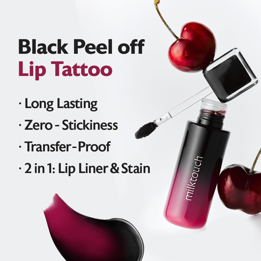 MILKTOUCH Black Peel Off Lip Tattoo #01 Black Cherry + Collagen Lip Balm - MILKTOUCH Official Product View 2