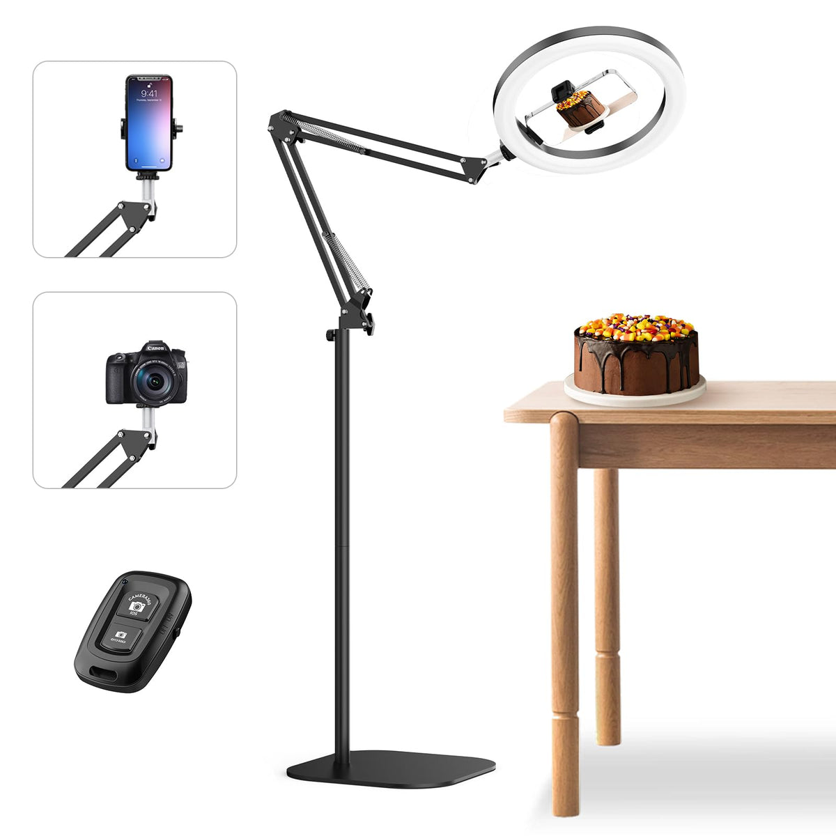 12 Ring Light with Stand Tripod for iPhone Overhead Phone - Bialeire Official Imagery - 1