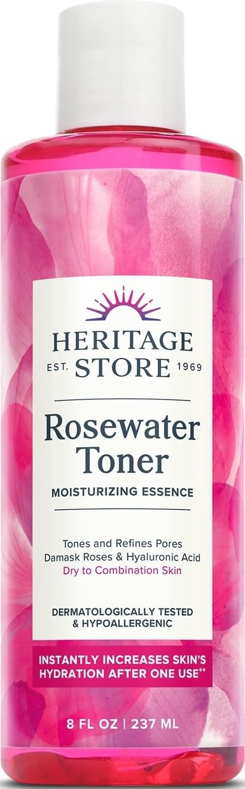 HERITAGE STORE Rosewater Facial Toner with Hyaluronic Acid, 8 fl oz - HERITAGE Official Product View 1