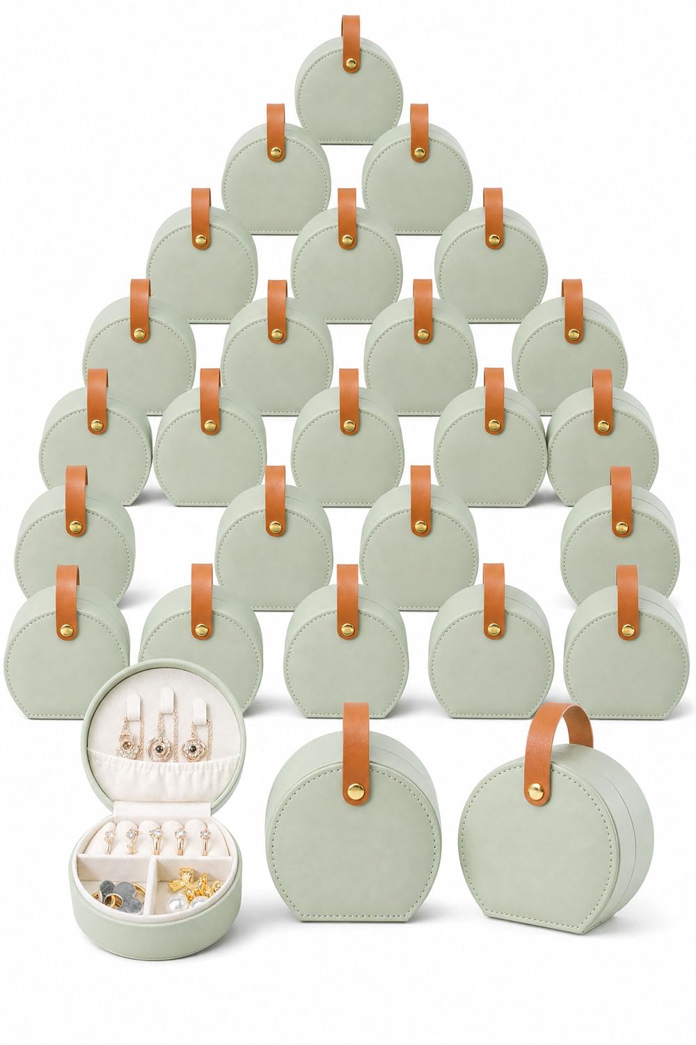 Travel Jewelry Box Multi Pack Small Round Faux Leather - RFCAW Official Imagery - 8