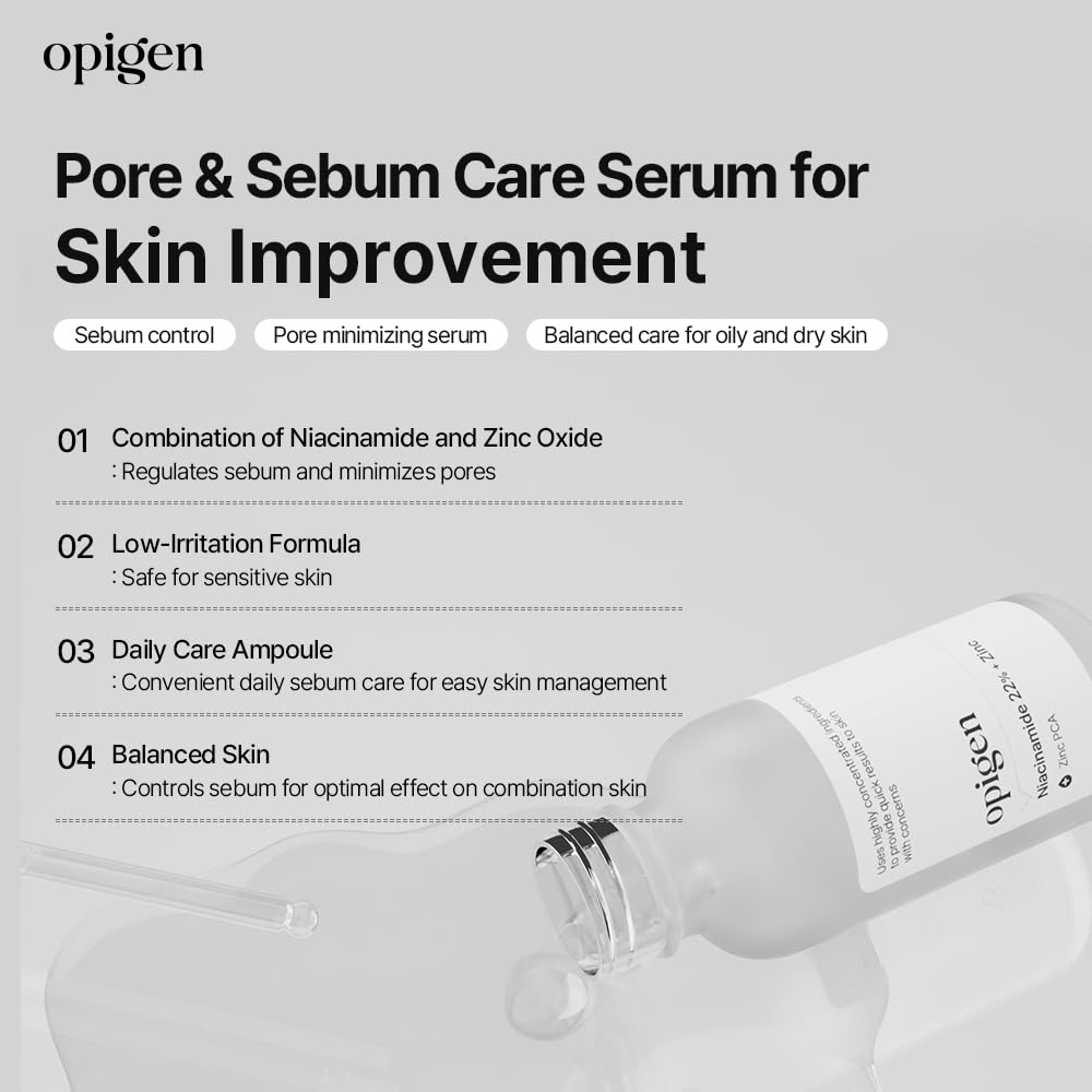 Niacinamide 22% + Zinc Serum for Face, Pore Reducer, Diminishes - opigen