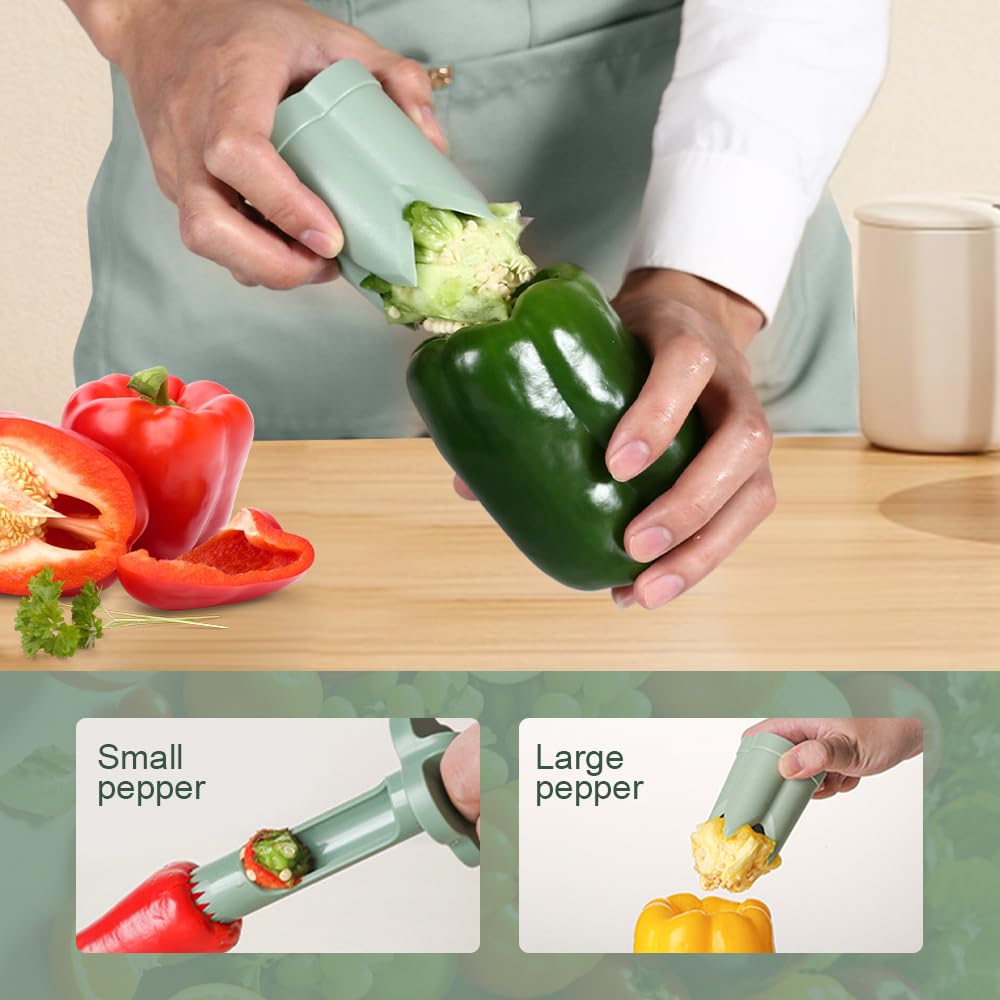 ZiTour Pepper Seed Corer Remover, 2024 New 2 in 1 Bell Pepper Cutter P - View 3