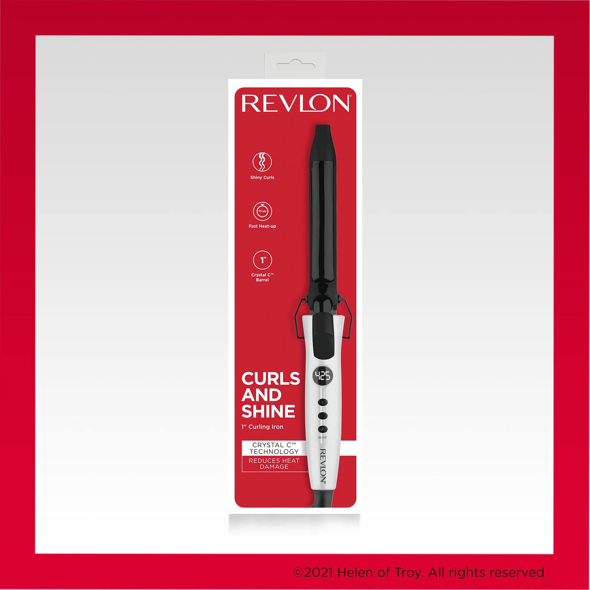 Revlon Crystal C + Ceramic Hair Curling Iron | Long-Lasting Shine and Less Frizz, (1 in)