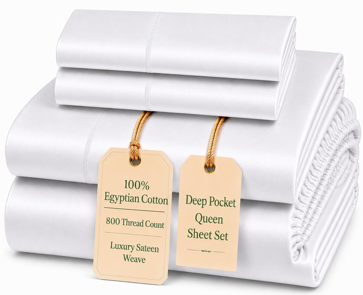 800 Thread Count Queen Sheet Set,Egyptian Cotton Sheets Queen - Product Imagery