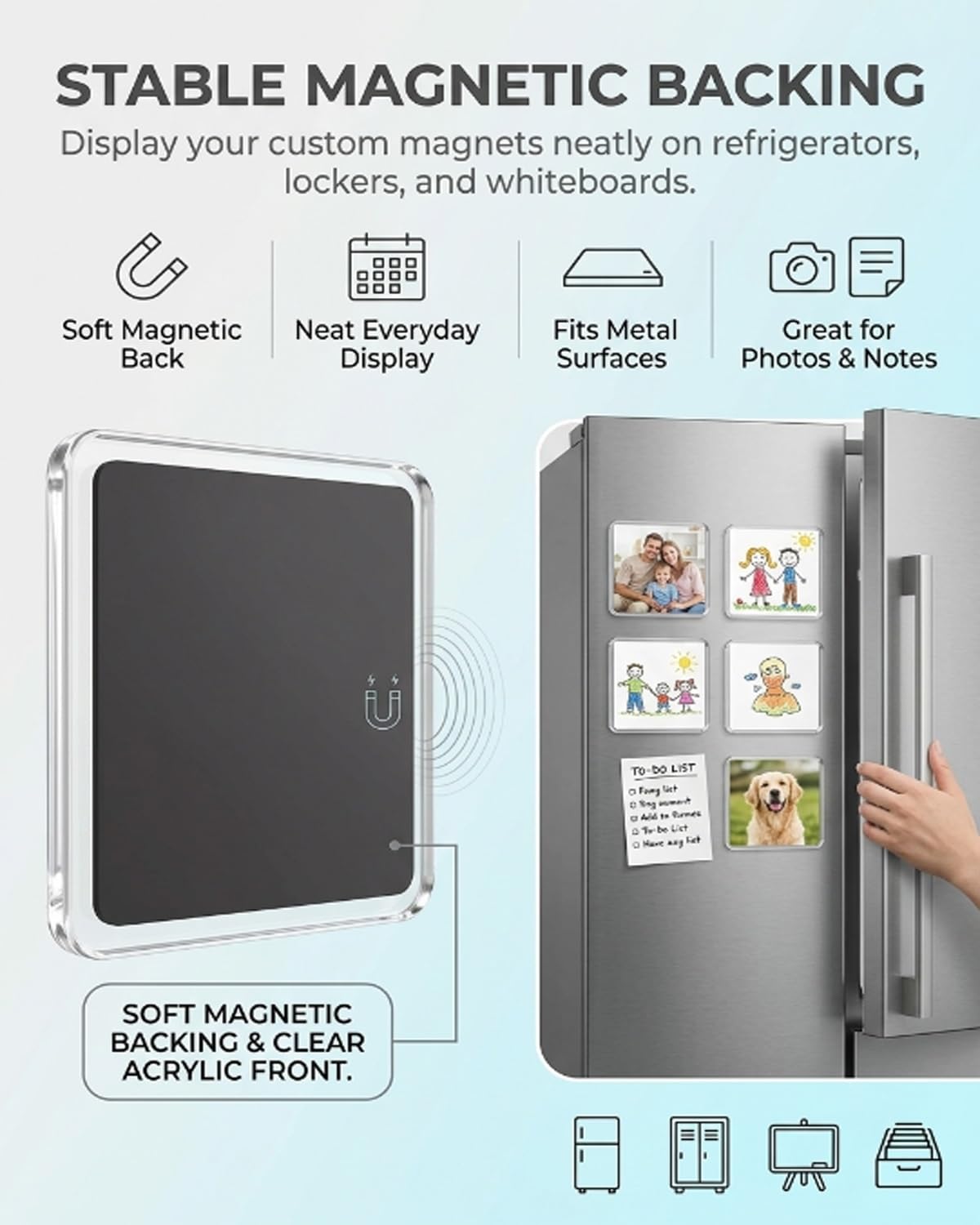 Clear Acrylic DIY Fridge Magnet Set with Adhesive Backing - XWACQFR Official Imagery - 7