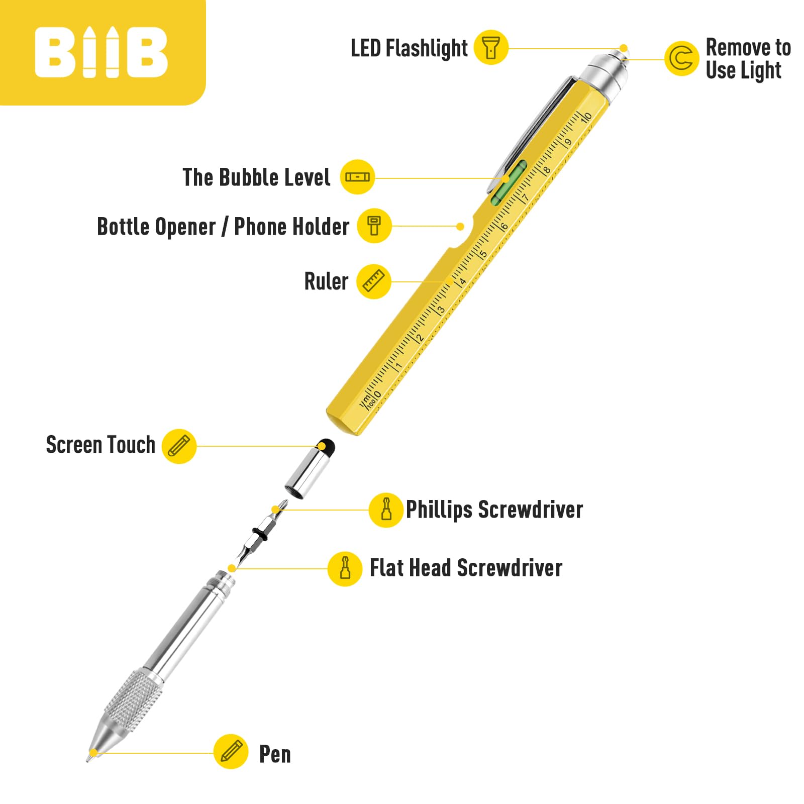 BIIB Gifts for Men 9-in-1 Multitool Pen, Stocking Stuffers for Me - BIIB Official Product View 4