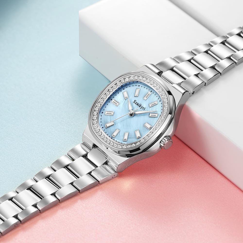Szaikyri Elegant Watch for Women with Crystal Accented Solid - Szaikyri Official Imagery - 6