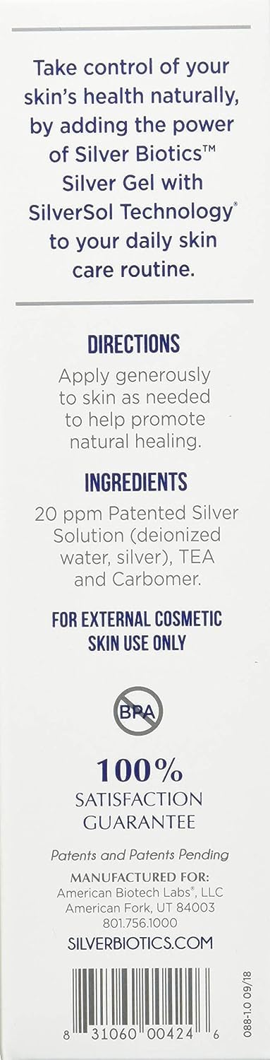 Silver Biotics First Aid Healing & Soothing Gel | Advanced SilverSol Technology | Amazing for Healing Skin from Scars, Burns, Wounds, Blemishes & More | 20ppm | 4 Oz (Pack of 2)