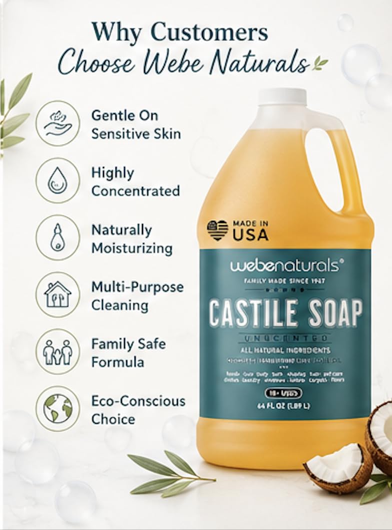 WEBE Naturals Pure Unscented Castile Soap Refill 64 Oz - WEBE Official Imagery - 6