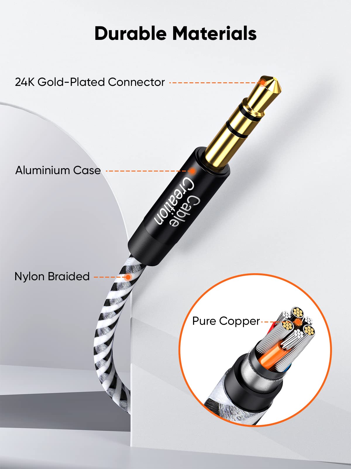 3.5mm Headphone Extension Cable, CableCreation 3.5mm Male to Fema by CableCreation - Angle View 5