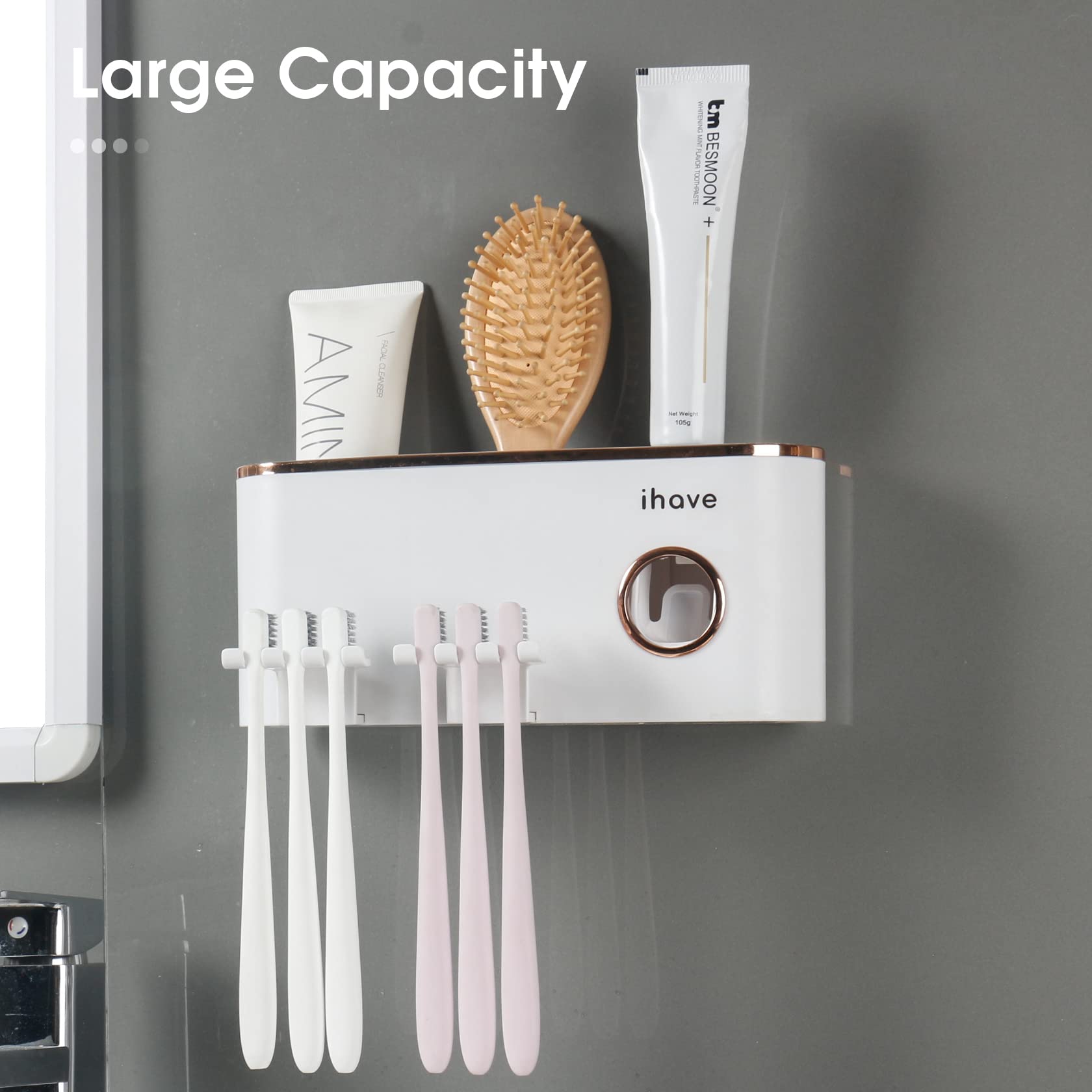 iHave Toothbrush Holders for Bathrooms Wall Mounted with Dispense - iHave Official Product View 3