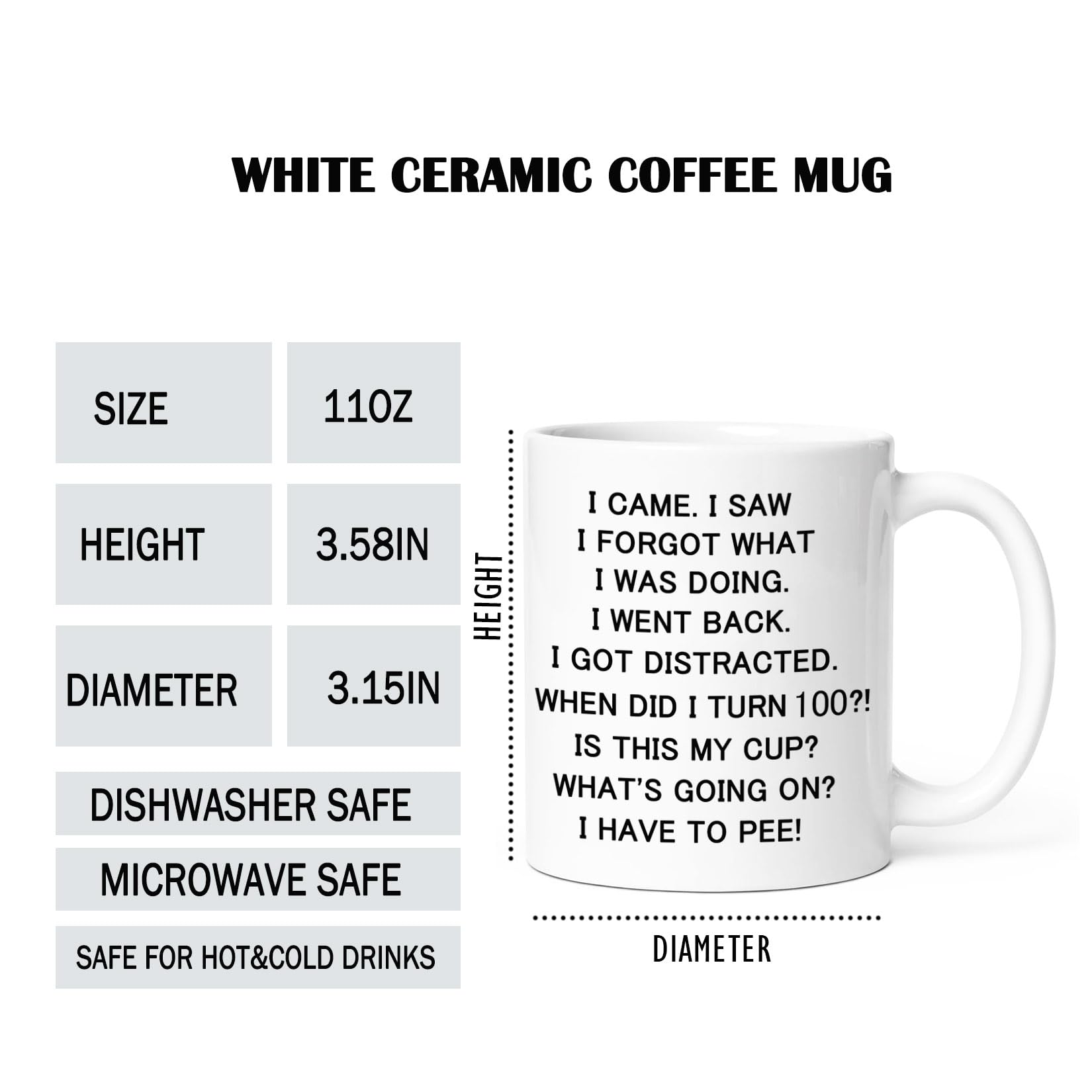 KOXAME 100th Birthday Gifts for Women Men - I Came I Saw I Forgot - KOXAME Official Product View 3