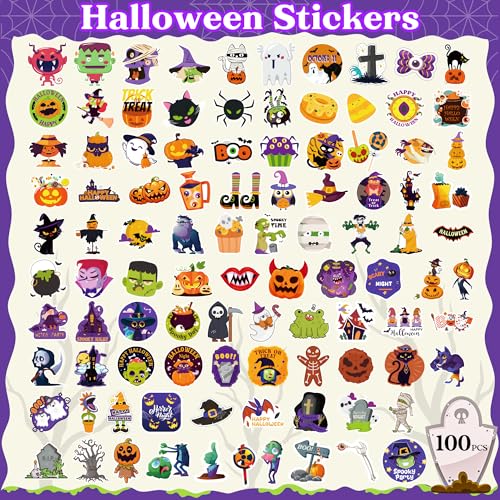 Halloween Stickers | 100 PCS Halloween Party Favors - Halloween - Product Imagery