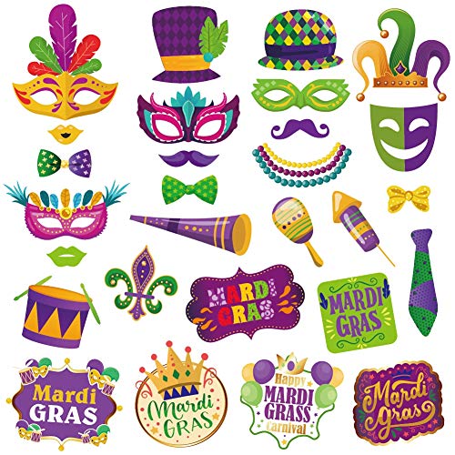 SWYOUN 28PCS Mardi Gras Photo Booth Props Party Favor Wedding - Product Imagery