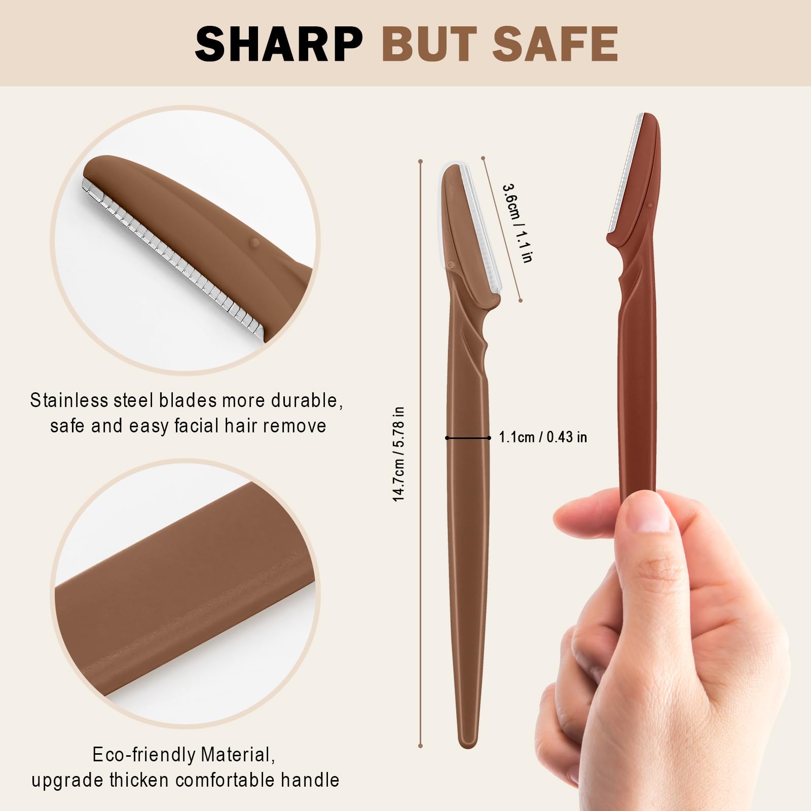 D 6 Pcs Face Razors for Women Eyebrow Razors and Dermaplane - D Official Product Imagery - 4