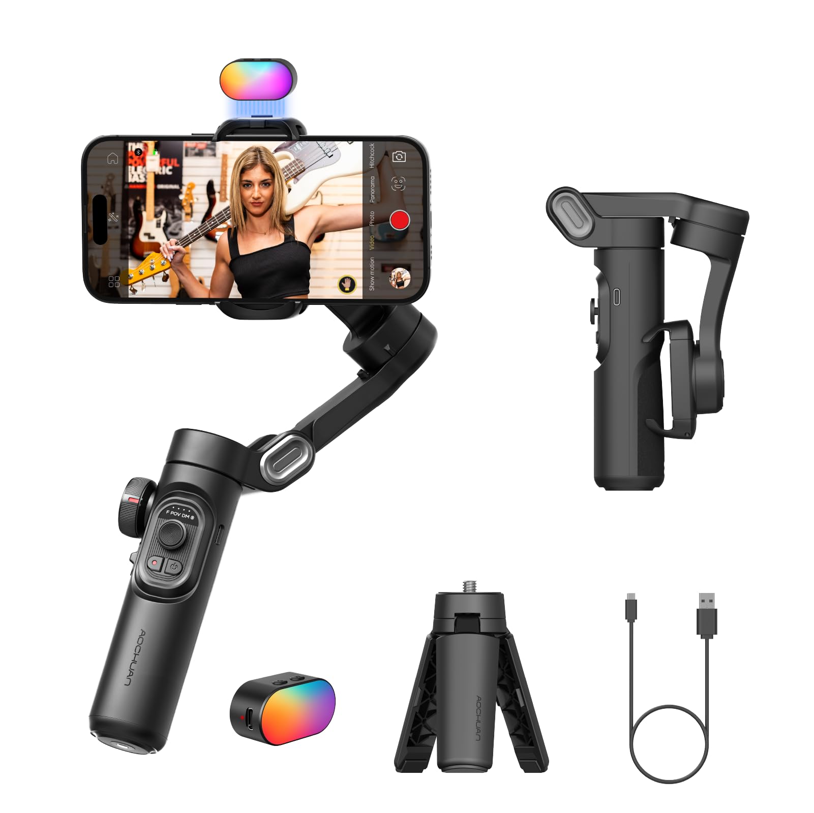 AOCHUAN Gimbal Stabilizer for Smartphone w/Gesture Control, XE - Product Imagery