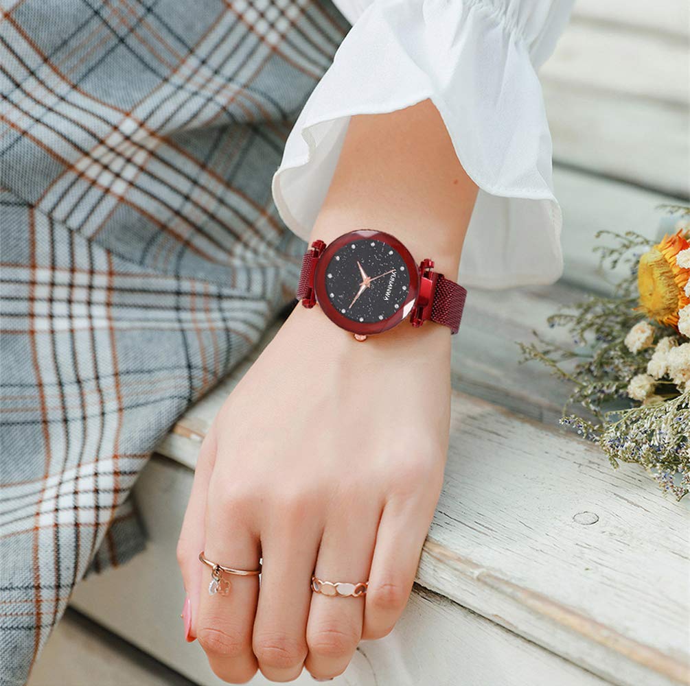 4 Pack Women Ladies Watches Starry Sky Magnet Buckle Dial - yunanwa Official Imagery - 3