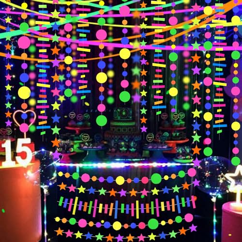 120feet UV Round Dot Paper Neon Garland Neon Streamers - Product Imagery