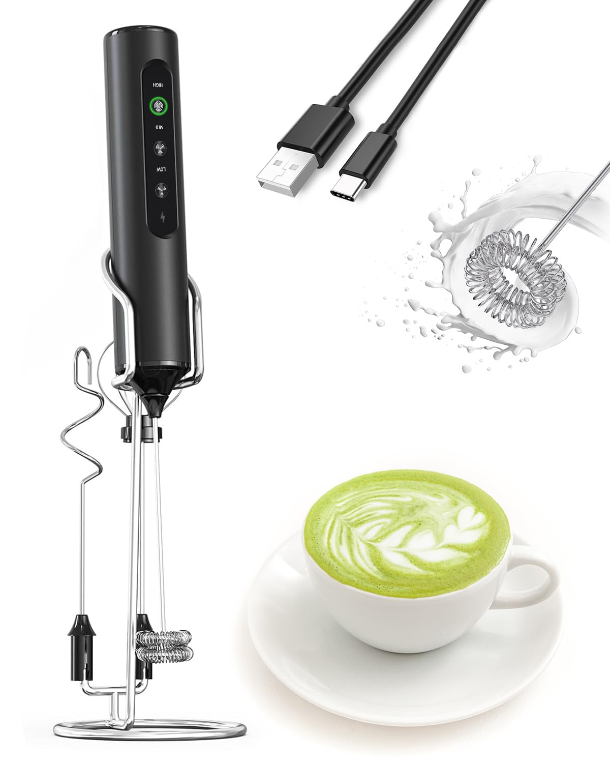 JIMYIU Milk Frother Handheld Battery, Electric Foam Maker Frother by JIMYIU - Angle View 8